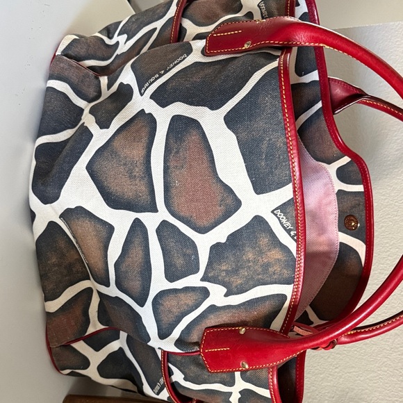 Dooney & Bourke Brown and Red Giraffe Print Tote - Picture 4 of 8